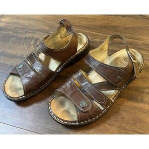 Finn Comfort Women's Gomera Cognac Brown Leather Size 38D US 7.5 Sandal Shoe